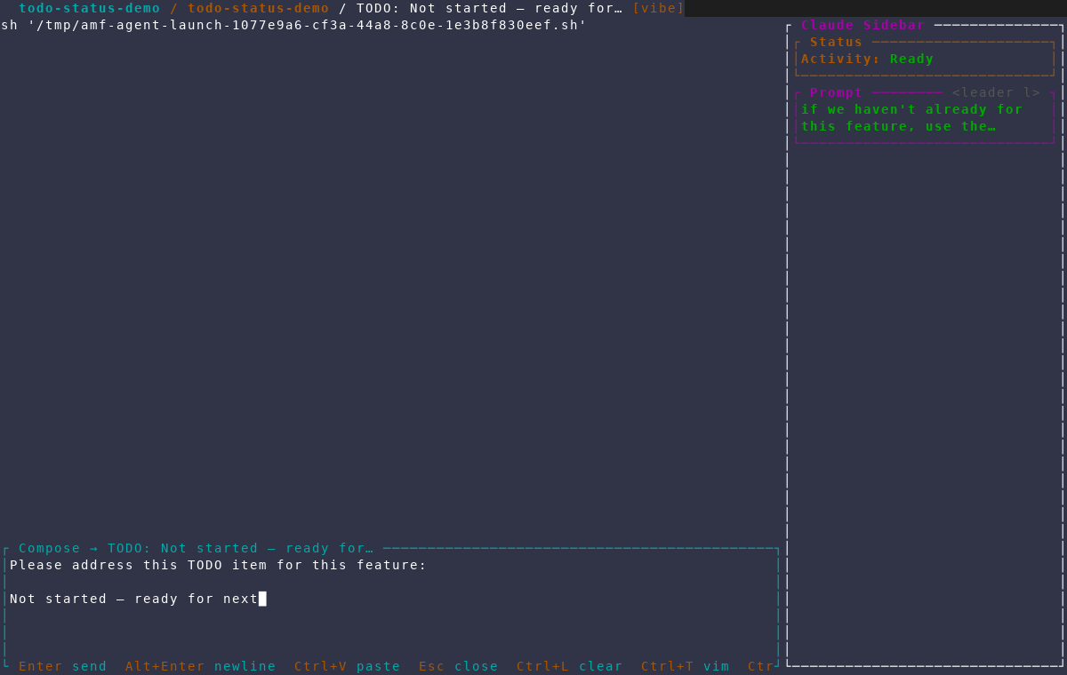 Session opened by Implement Next, with the composer pre-filled with the TODO's text and the sidebar showing the same prompt